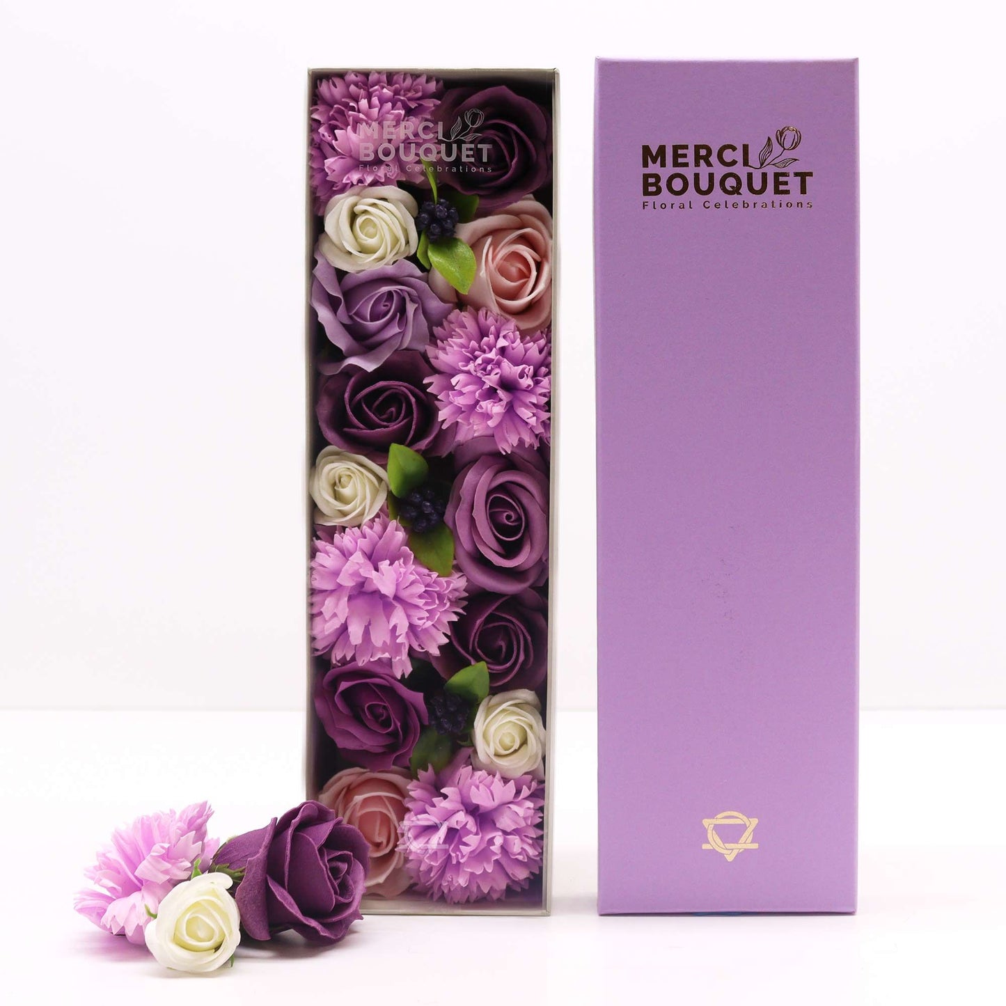 Caja Larga - Rosa Lavanda y Clavel