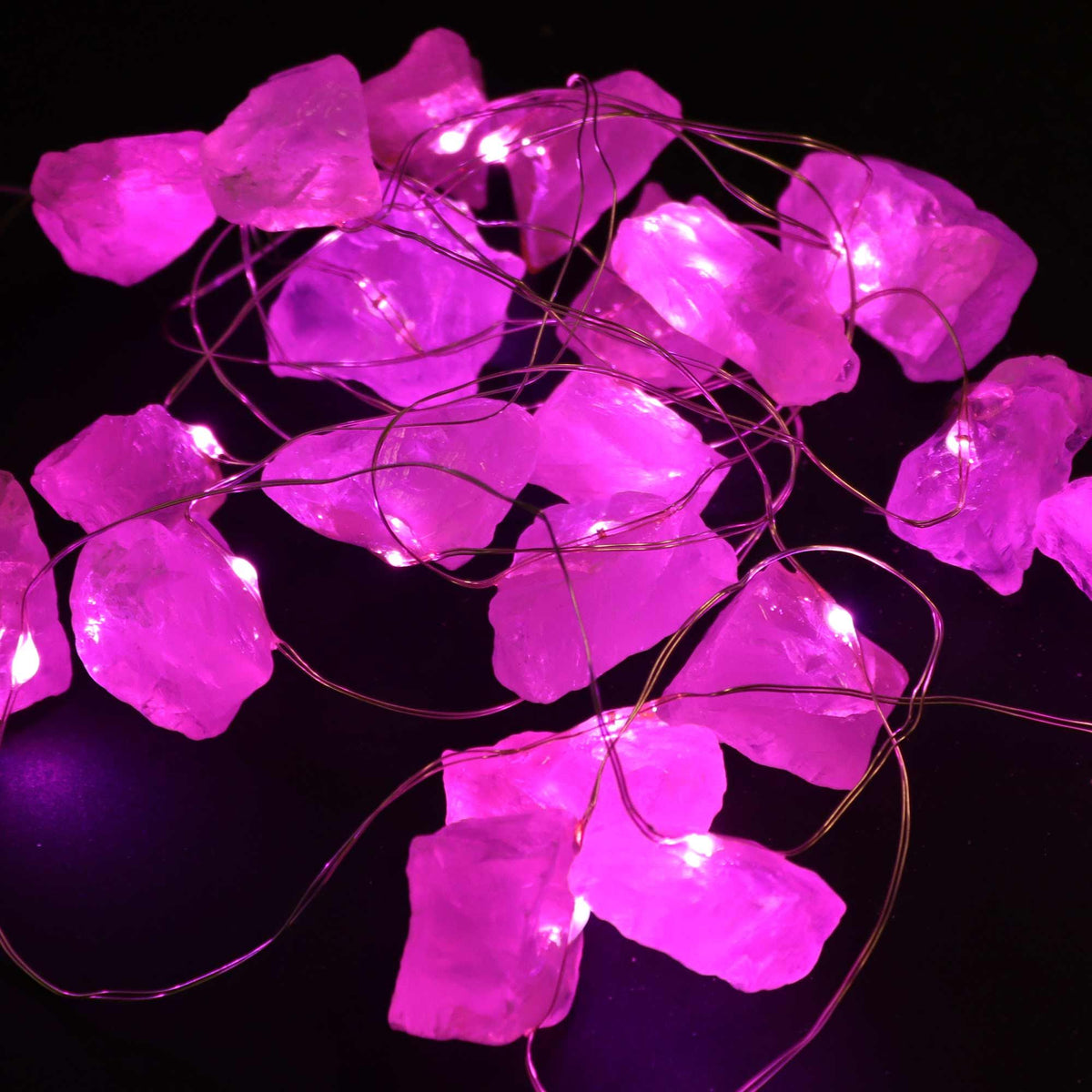 Luces de encantamiento de piedras preciosas - Cuarzo rosa - Luces Encantadas con Piedras Preciosas, cuarzo rosa
