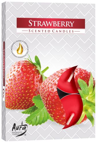 1x Set de 6 Velas de Té Perfumadas - Fresa - Velas de té perfumadas
