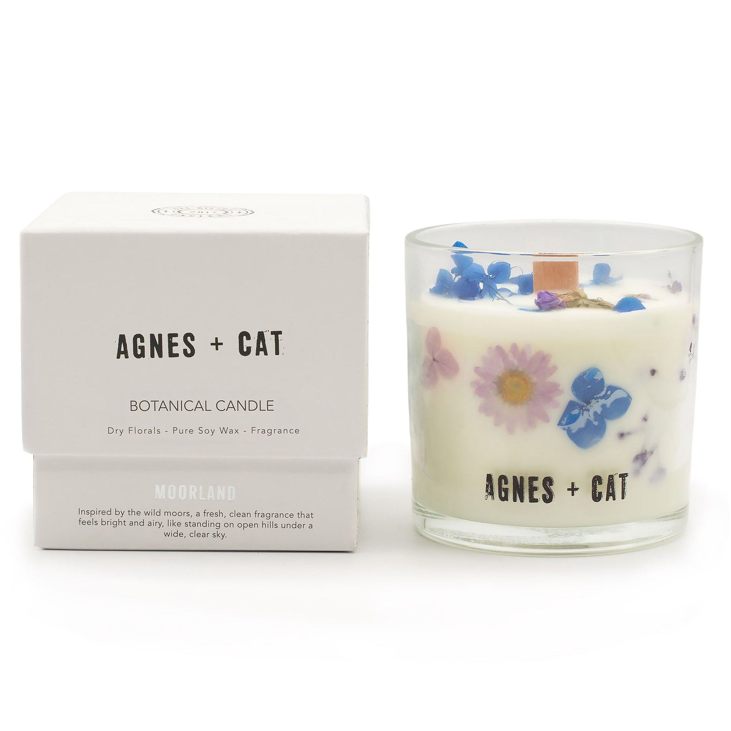 Vela de Cera de Soja Botánica Agnes + Cat - Moorland - Agnes + Cat Velas botánicas de cera de soja, 70 horas