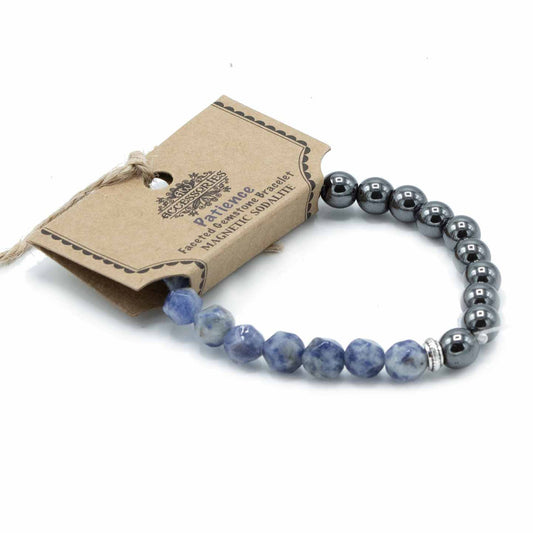 Carved Gemstone Bracelet - Magnetic Sodalite