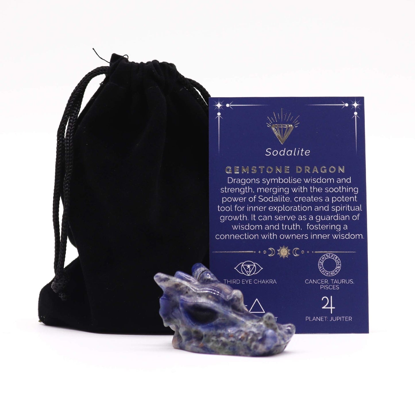 Gema Pequeña Cabeza de Dragón - Sodalita 45x30x28mm - Figuras de Piedras Preciosas