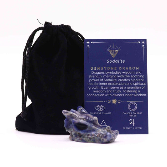 Gema Pequeña Cabeza de Dragón - Sodalita 45x30x28mm - Figuras de Piedras Preciosas