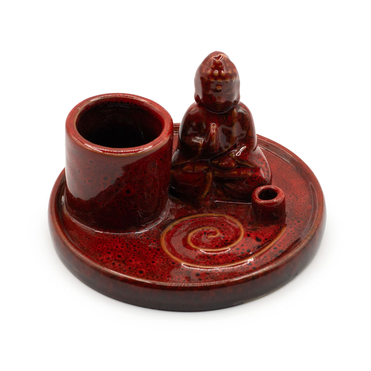 Plato de incienso de Buda multiuso - cerámica roja suave - Placas de incienso de Buda
