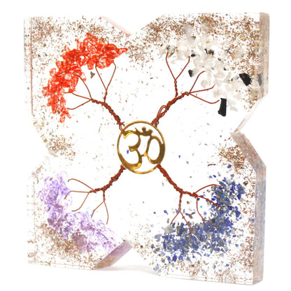 Orgonite de oficina - Cobre con diseño 4 arboles  - Grande - Paquete de organite de escritorio