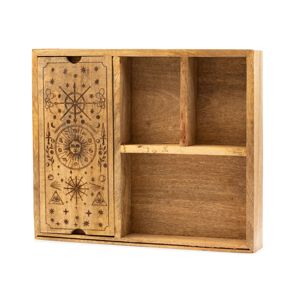 Caja de tarot de cuatro compartimentos con soporte para cartas. - Almacenamiento de cartas del Tarot y cajas de lectura, Arti