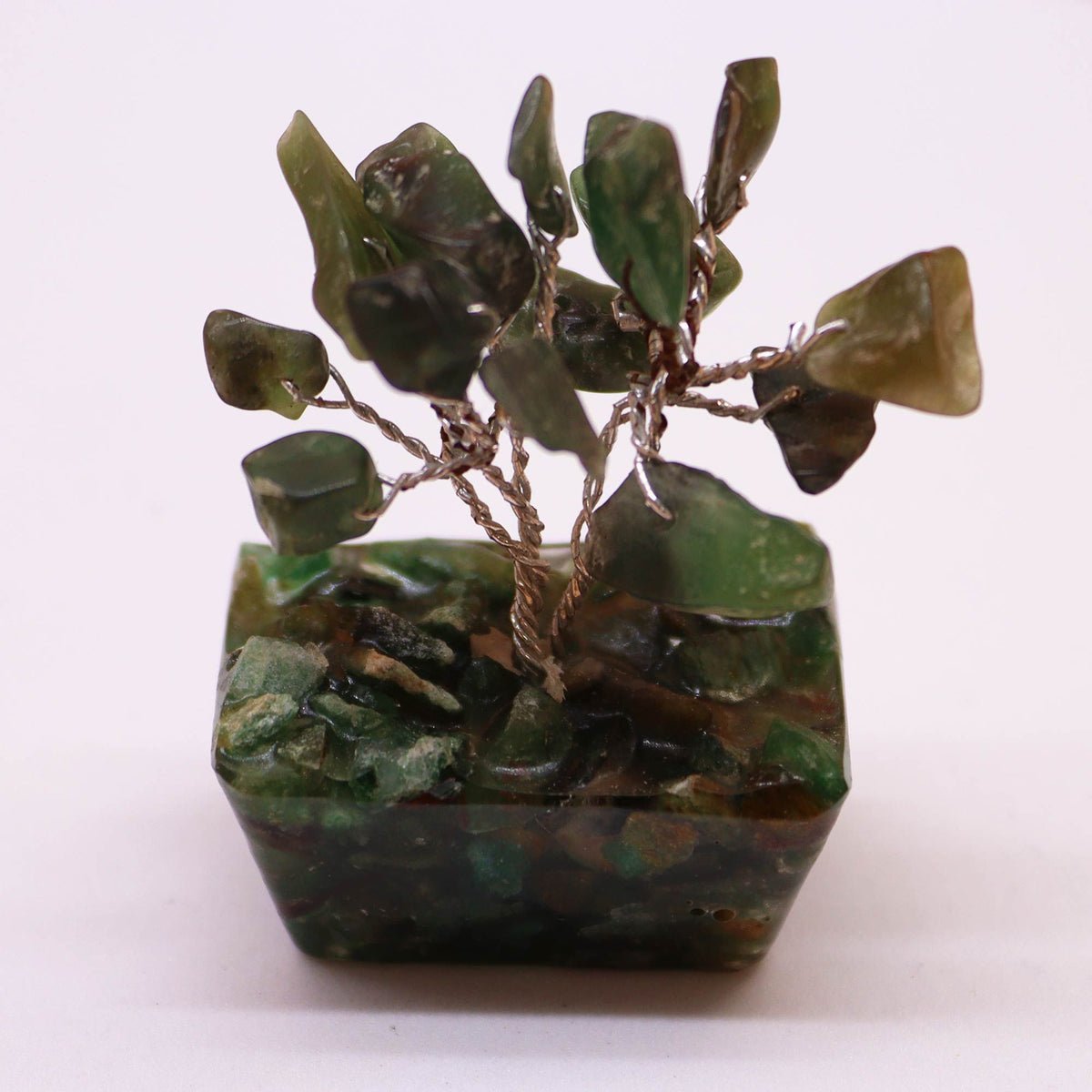 Mini árbol de piedras preciosas sobre base de orgonita - Aventurina verde (15 piedras)