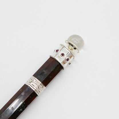 Varita Bloodroot Soverign -Extra Largo Fancy Jasper Magic- Parte superior de bola de cristal - 26cm - Varitas de Sanación con