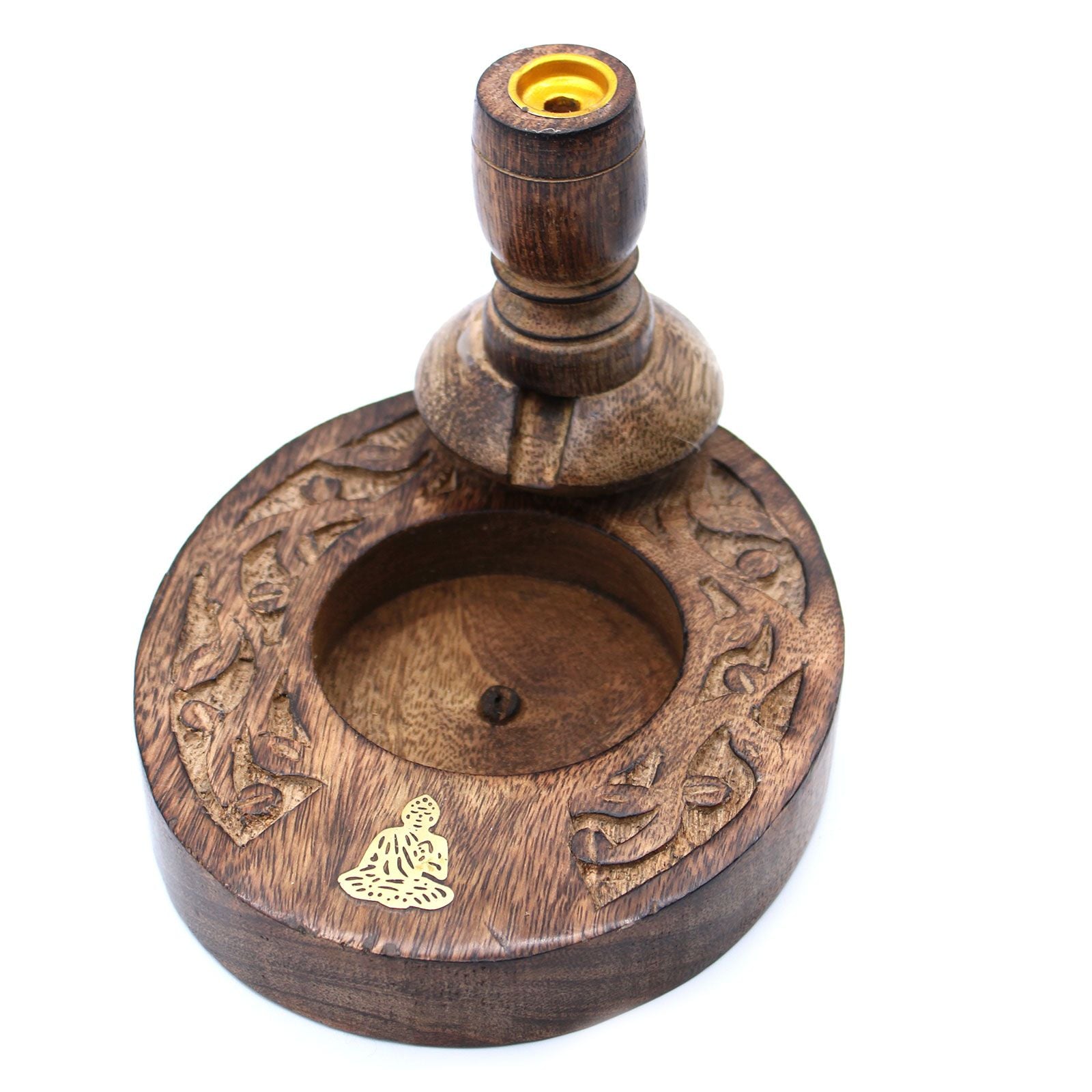 Sm Quemador Inverso Madera de Mango - Brass Buddha - Quemador de Flujo Inverso de Madera de Mango