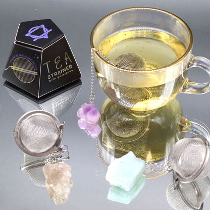 Colador de té de piedras preciosas de cristal crudo - Rainbow Moonstone