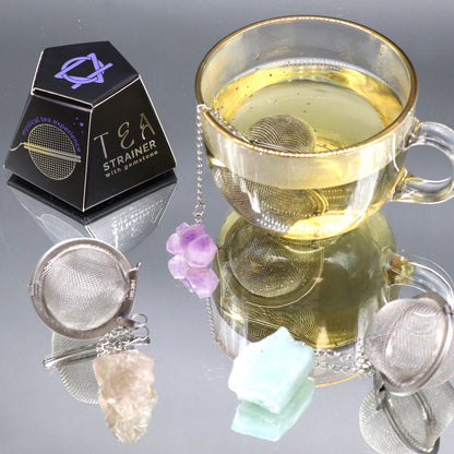 Colador de té de piedras preciosas de cristal crudo - Cuarzo rosa
