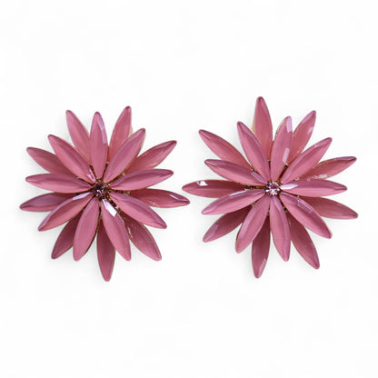 Pendientes de Cristal Vintage - Flores - Cuarzo Rosa