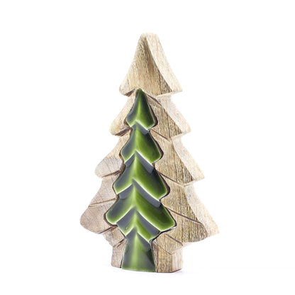 Perdido en el Bosque - Decoración de madera con un pequeño árbol dentro de un árbol - 15x10 cm