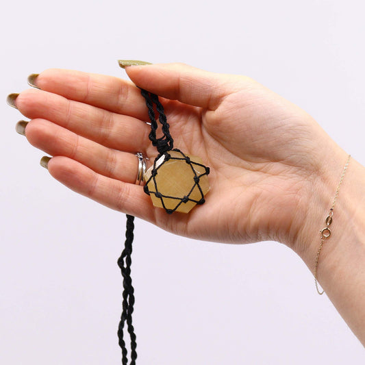 Intertwined Hexagonal Gemstone Pendant - Yellow Quartz