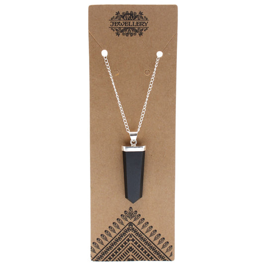 Flat Gemstone Pendant - Black Agate