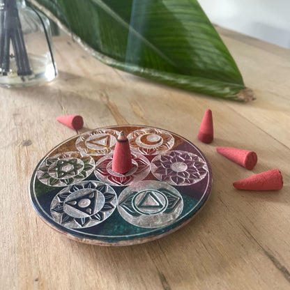 Porta Incienso de Cono en Disco de Esteatita 10 cm – Siete Chakras
