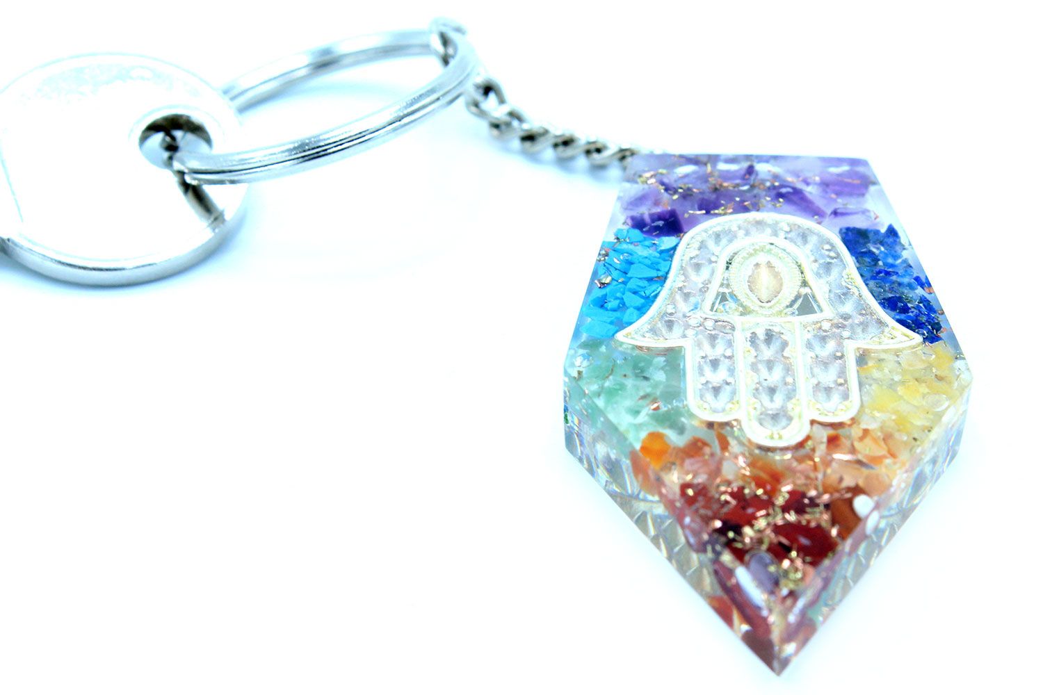 Llavero de poder de orgonita - Piedras Preciosas Chakra Hamsa - Llaveros de Orgonita, chakra