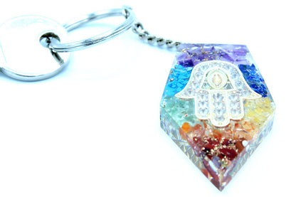 Llavero de poder de orgonita - Piedras Preciosas Chakra Hamsa - Llaveros de Orgonita, chakra