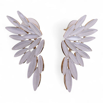Vintage Crystal Earrings - Angel Wings - Pearl