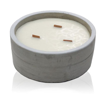 Redondo Grande - Vainilla Y Naranja Triturada - Velas de madera de hormigón, cera de soja