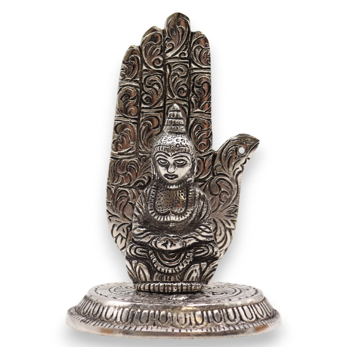 Mano Buda Porta Incienso 13x9cm - Portainciensos de aluminio hechos a mano