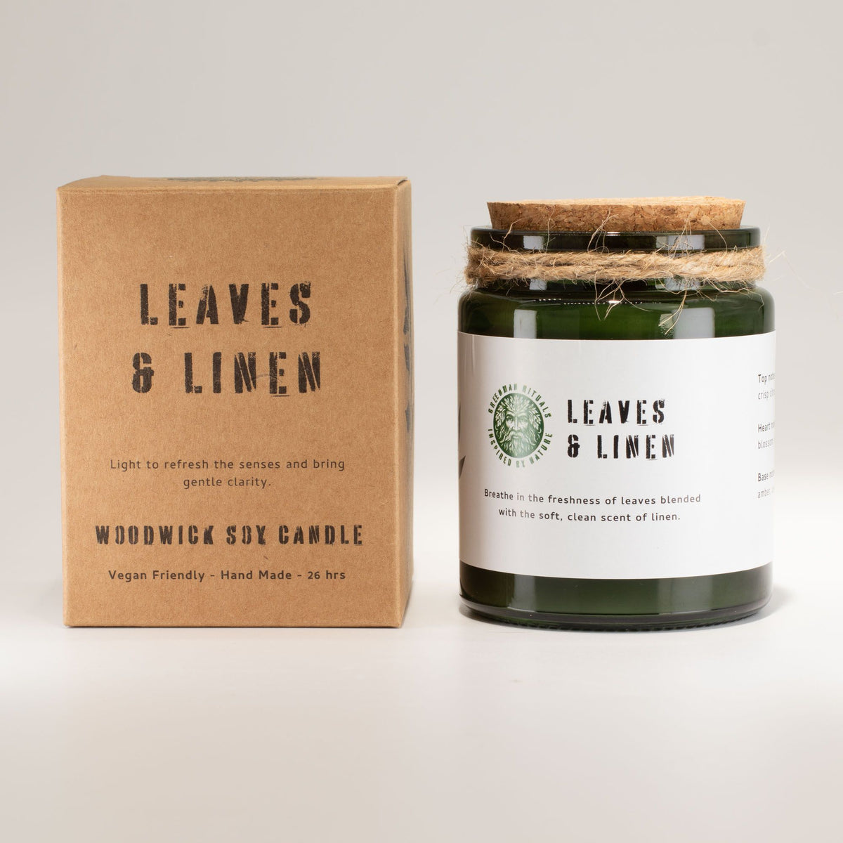 Greenman Woodwick Soy Candle - Hojas y Lino