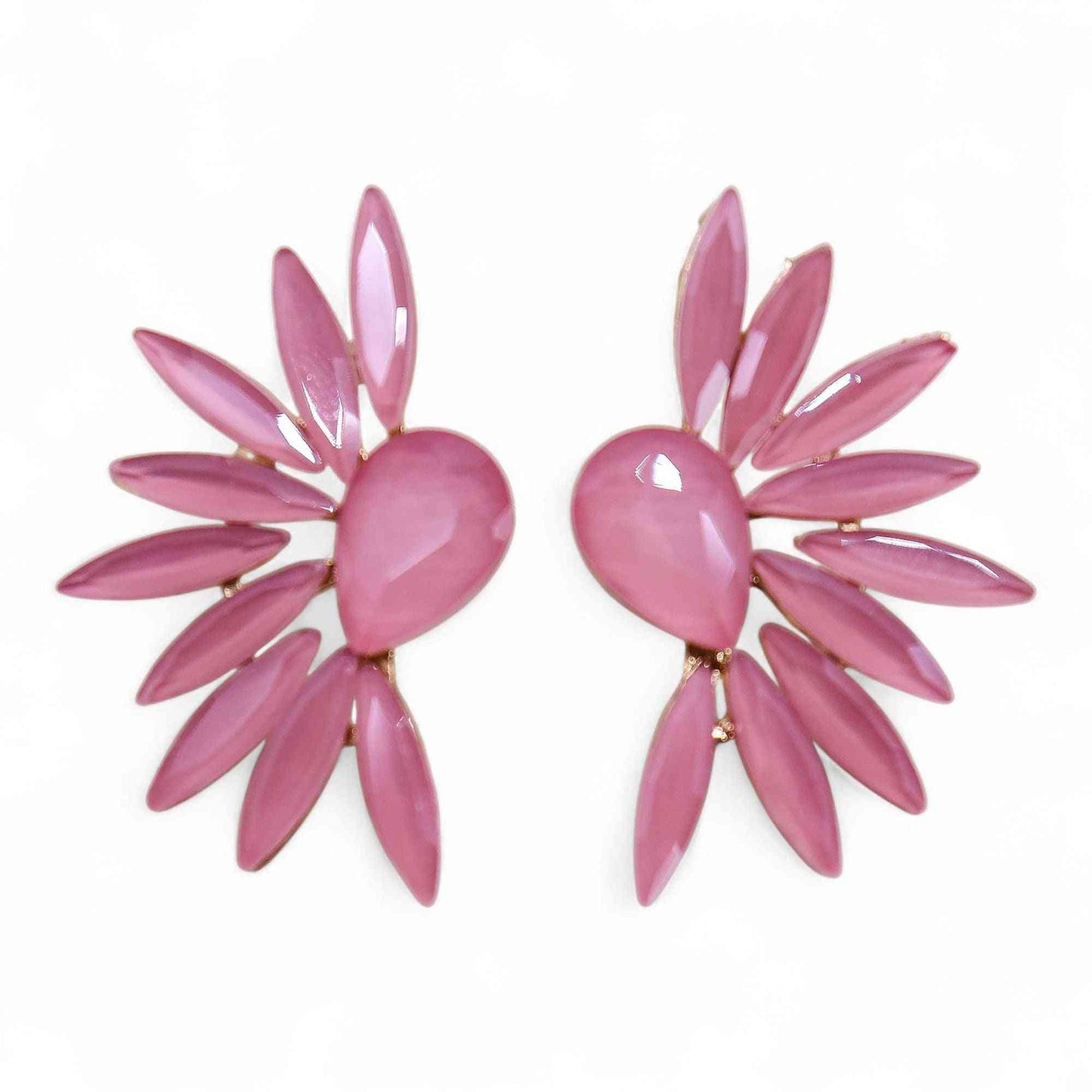 Pendientes de Cristal Vintage - Alas de ángel - Cuarzo Rosa