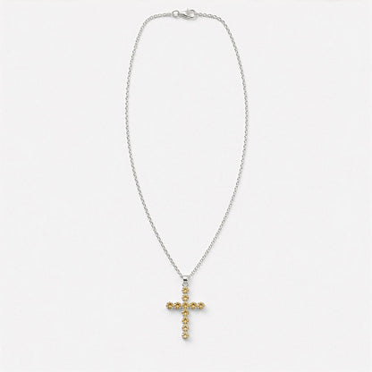 Colgante devocional indio - plateado (cadena de 45 cm) - crucifijo de citrino