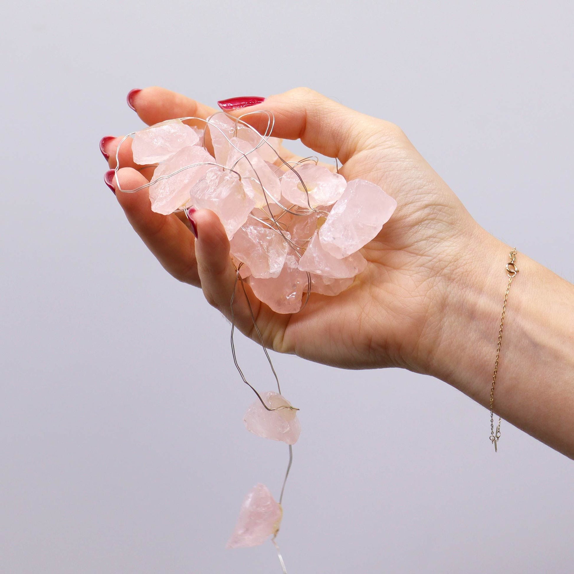 Luces de encantamiento de piedras preciosas - Cuarzo rosa - Luces Encantadas con Piedras Preciosas, cuarzo rosa