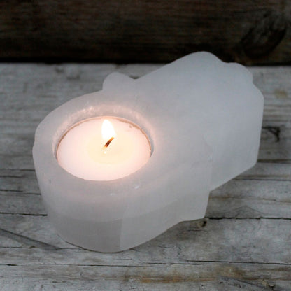Candelabro Selenite Hamsa