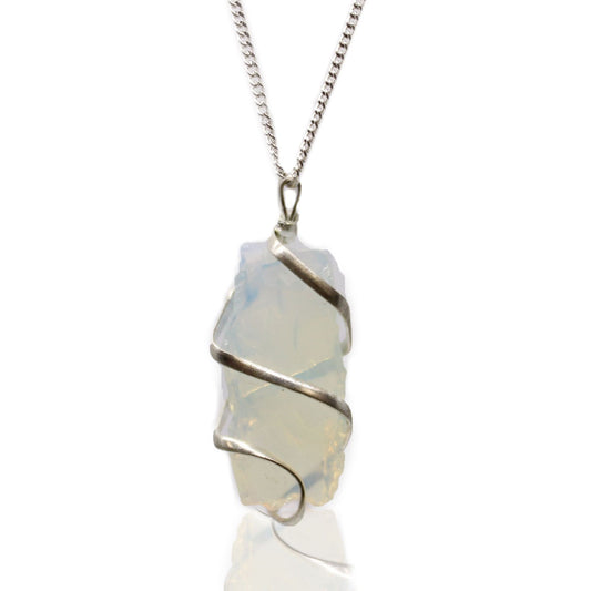 Collier de pierres enveloppées en spirale - Opale brute