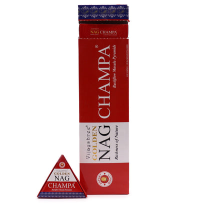 Conos de Incienso Jumbo Dorado Nag - Champa Reflujo 42g