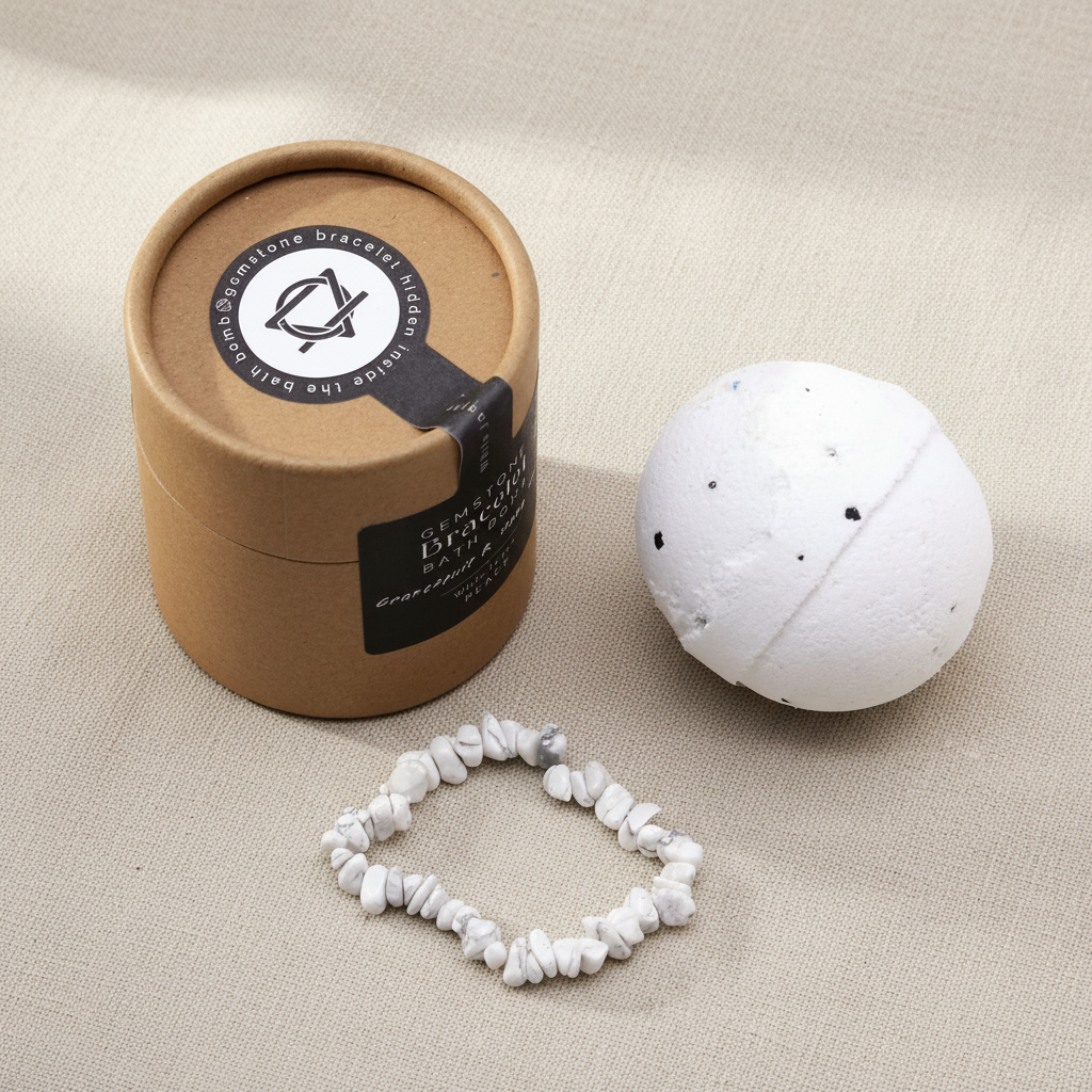 White Jasper Gemstone Bracelet Bath Bomb