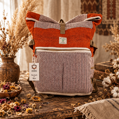 Mochila para Senderismo de Cáñamo - Naranja Atardecer