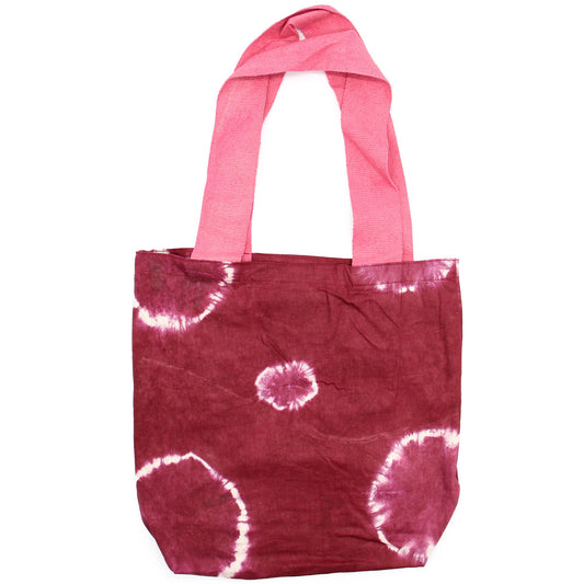 Bolsa de Algodon Natural con Diseño "Tie Dye" (220g)- 38x42x12cm - Anillos Granate - Asa Rosa - imagen 3 - El Bazar de Tizar
