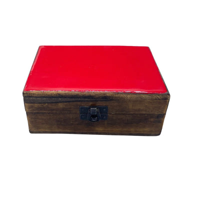Boîte moyenne en céramique émaillée - 15x10x6cm - Rouge