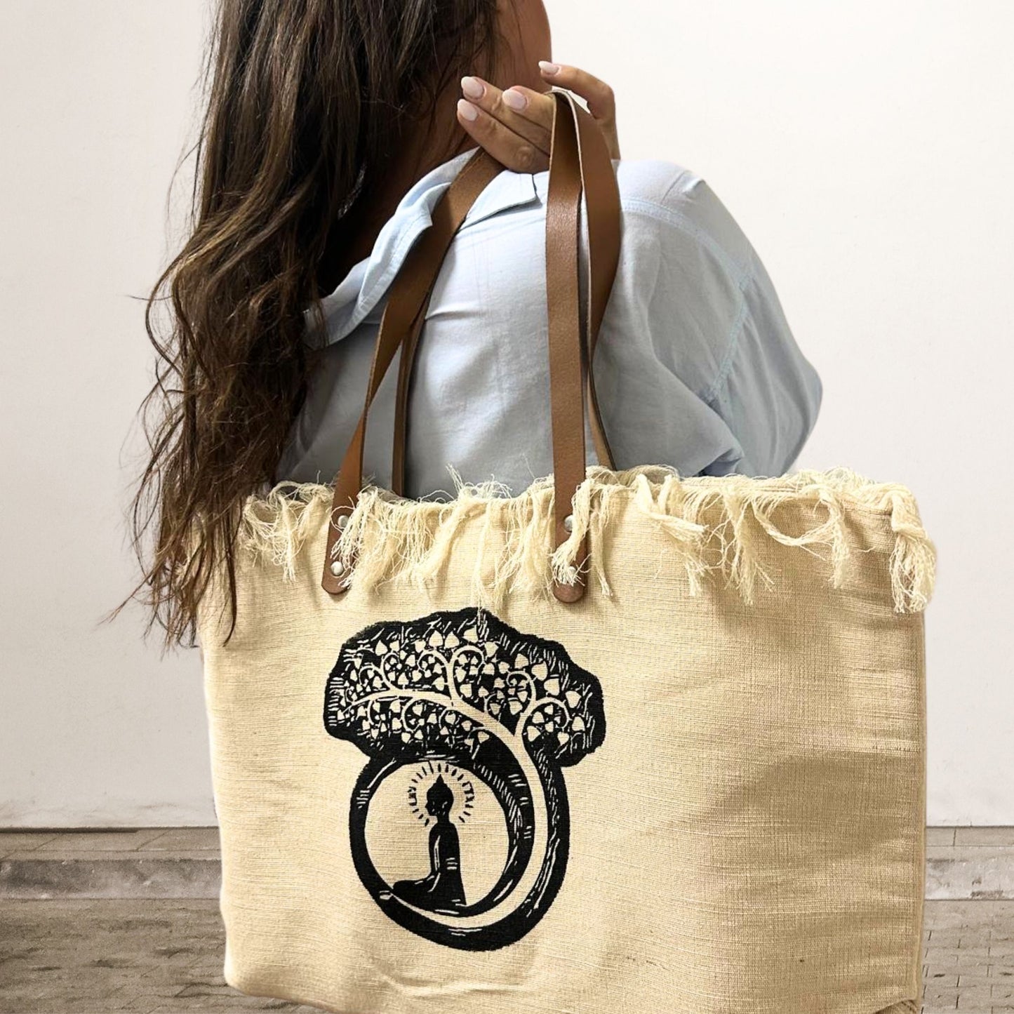 Bolso Natural Asa de piel - Buda