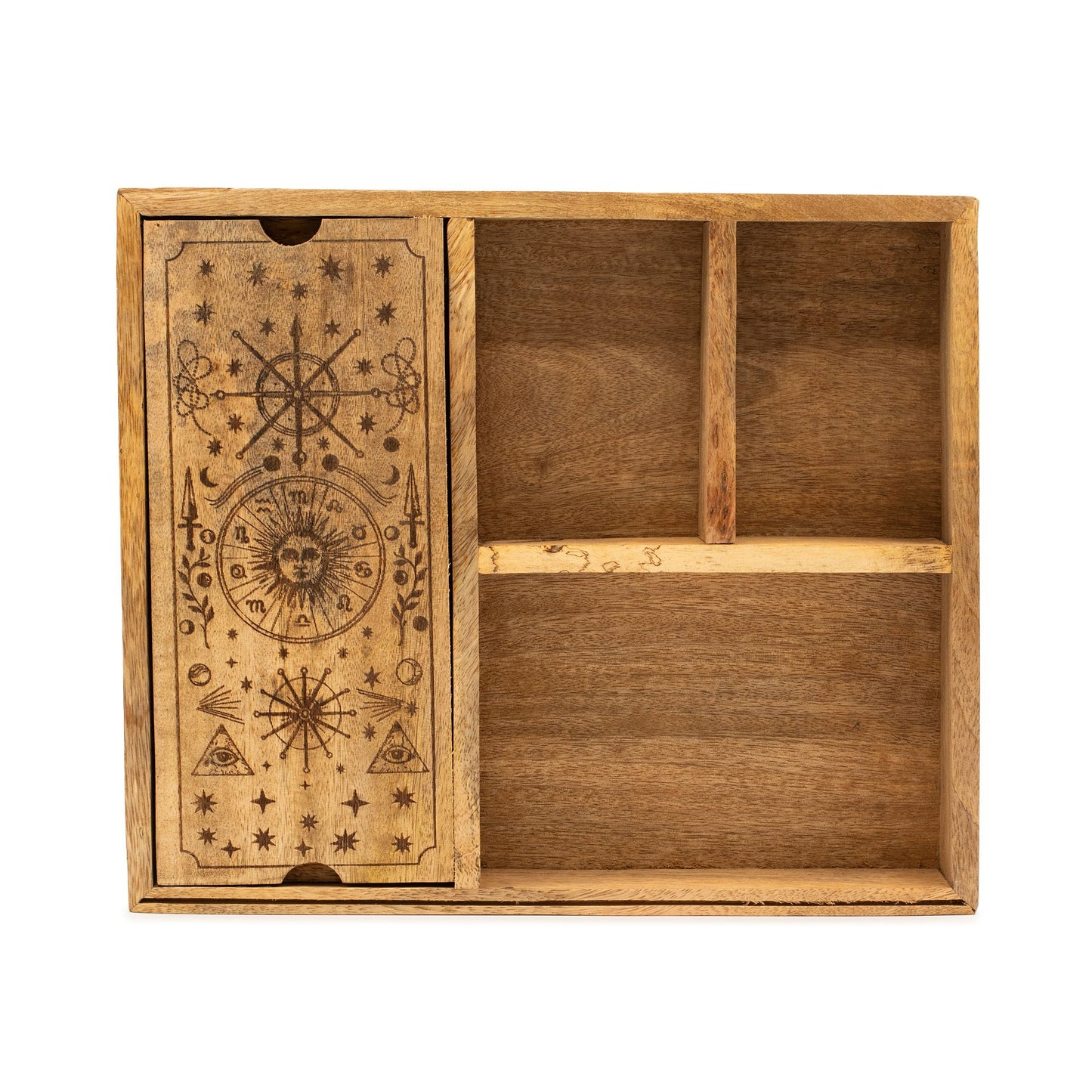 Caja de tarot de cuatro compartimentos con soporte para cartas. - Almacenamiento de cartas del Tarot y cajas de lectura, Arti