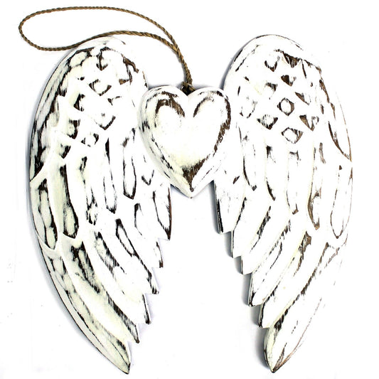 Handmade double angel wing and heart - 24cm