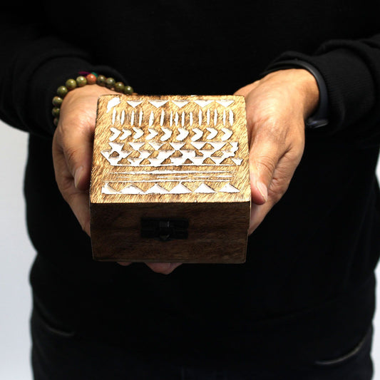 Caja de Madera Blanca - 4x4 Diseño Azteca
