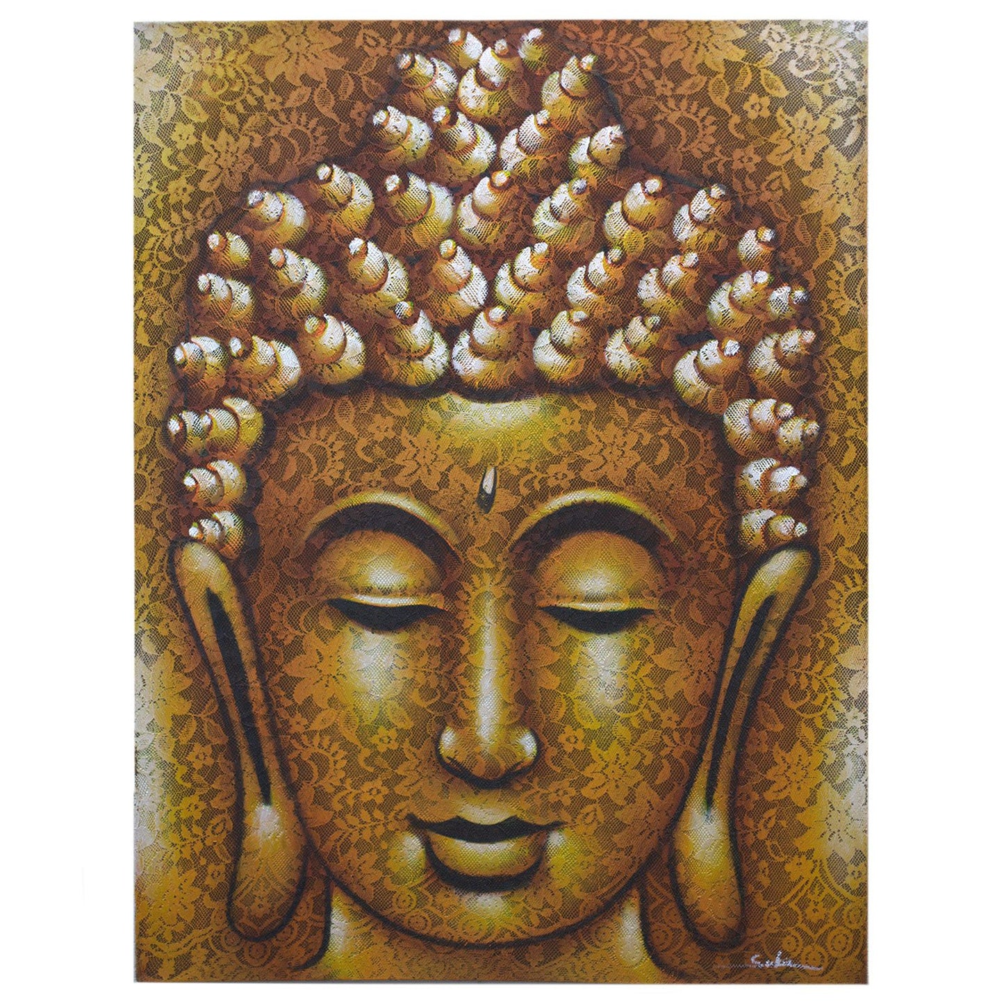 Cuadro de Buda · Detalle de Brocado en Oro