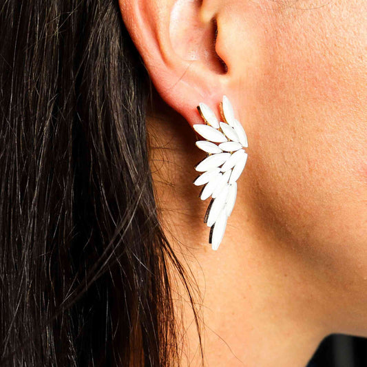 Vintage Crystal Earrings - Angel Wings - Pearl
