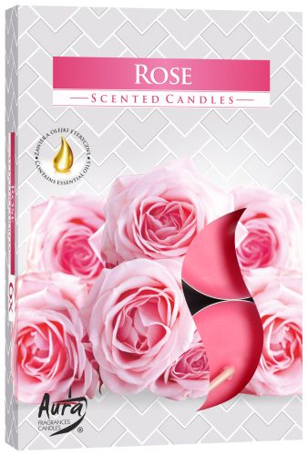 1x Set de 6 Velas de Té Perfumadas - Rose - Velas de té perfumadas