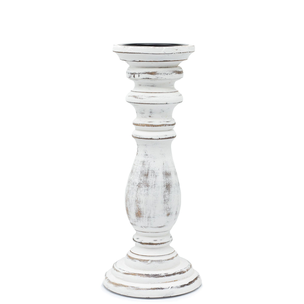 Candelero Clásico - Blanco - 30x10cm - Mediano - Candelabros de Madera