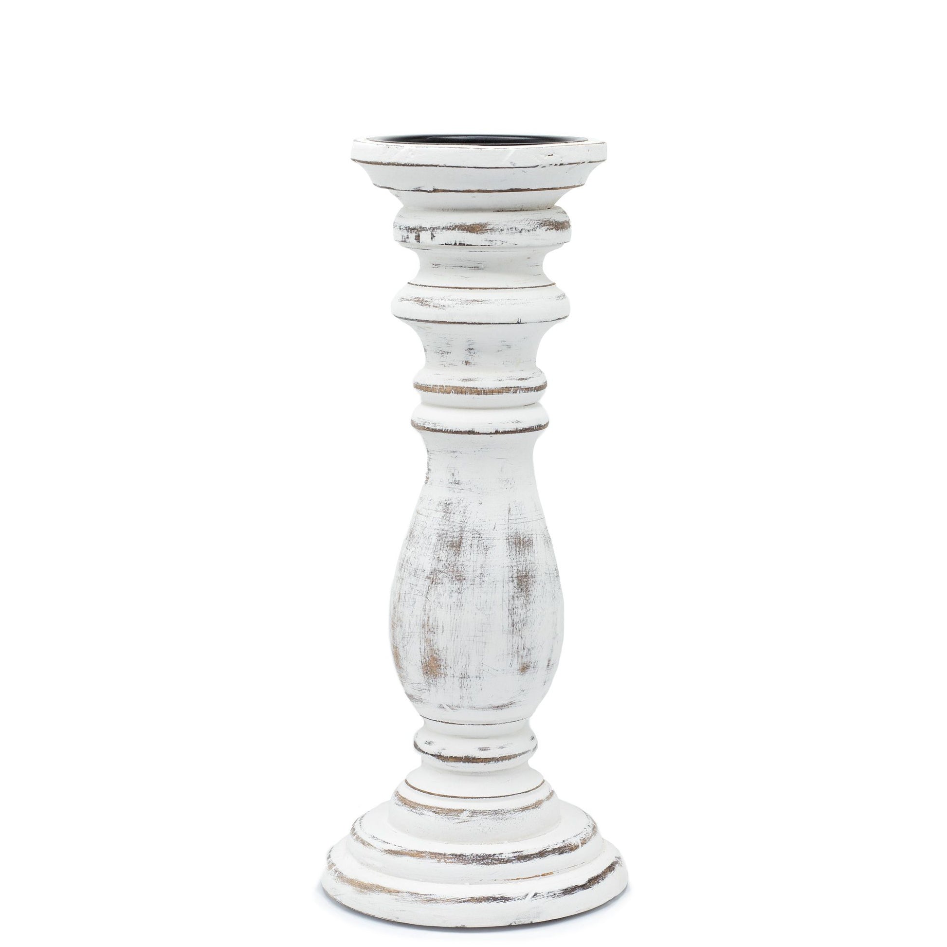 Candelero Clásico - Blanco - 30x10cm - Mediano - Candelabros de Madera