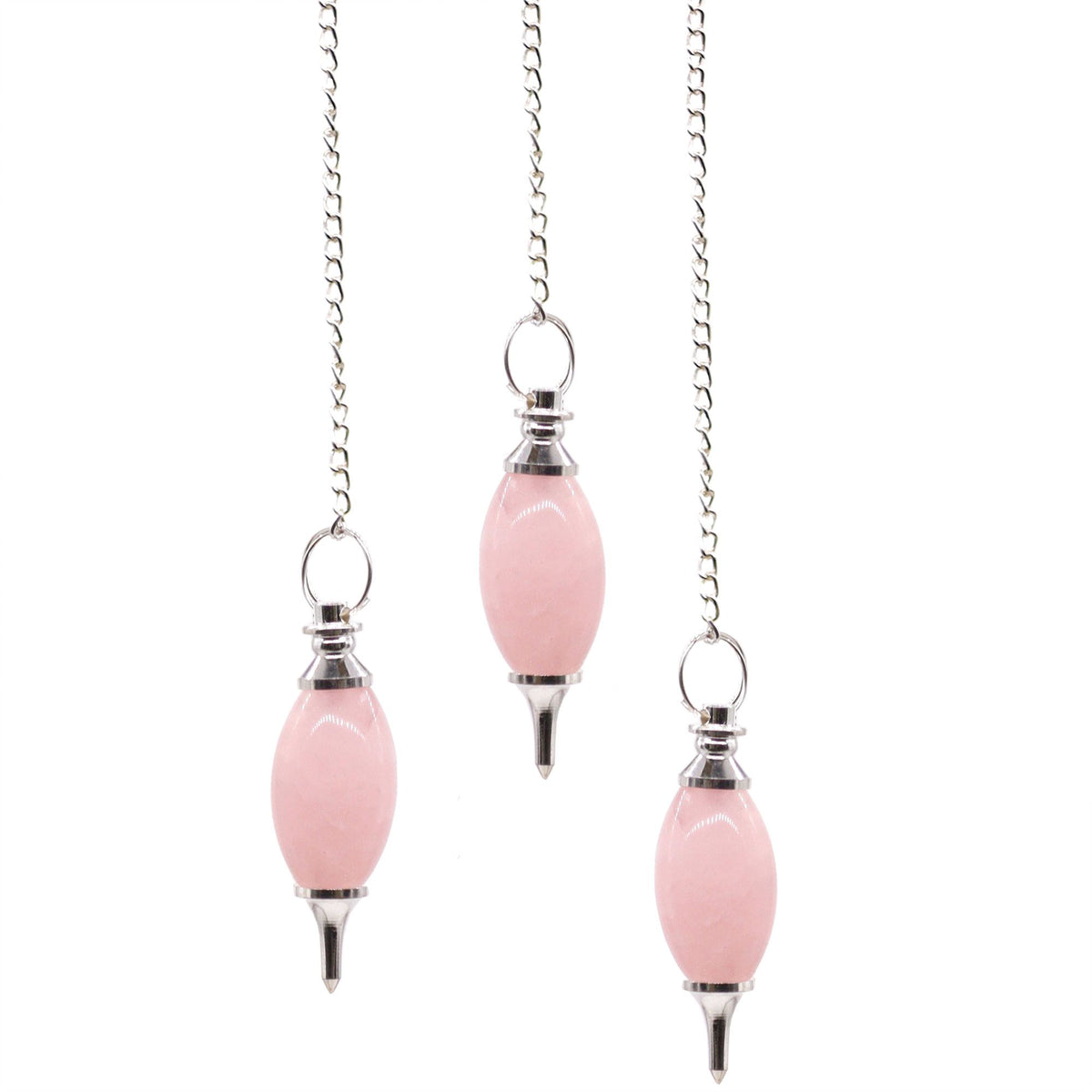 Péndulo Piedra Preciosa en Forma de Lingam - Cuarzo Rosa - Péndulos Mágicos de Piedras Preciosas