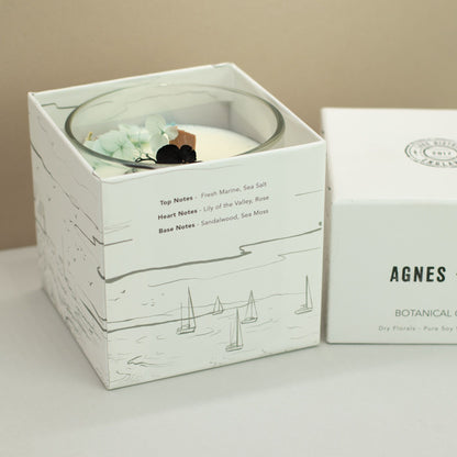 Agnes + Cat Vela de Cera de Soja Botánica - Sal marina y musgo - Agnes + Cat Velas botánicas de cera de soja, Cruelty Free
