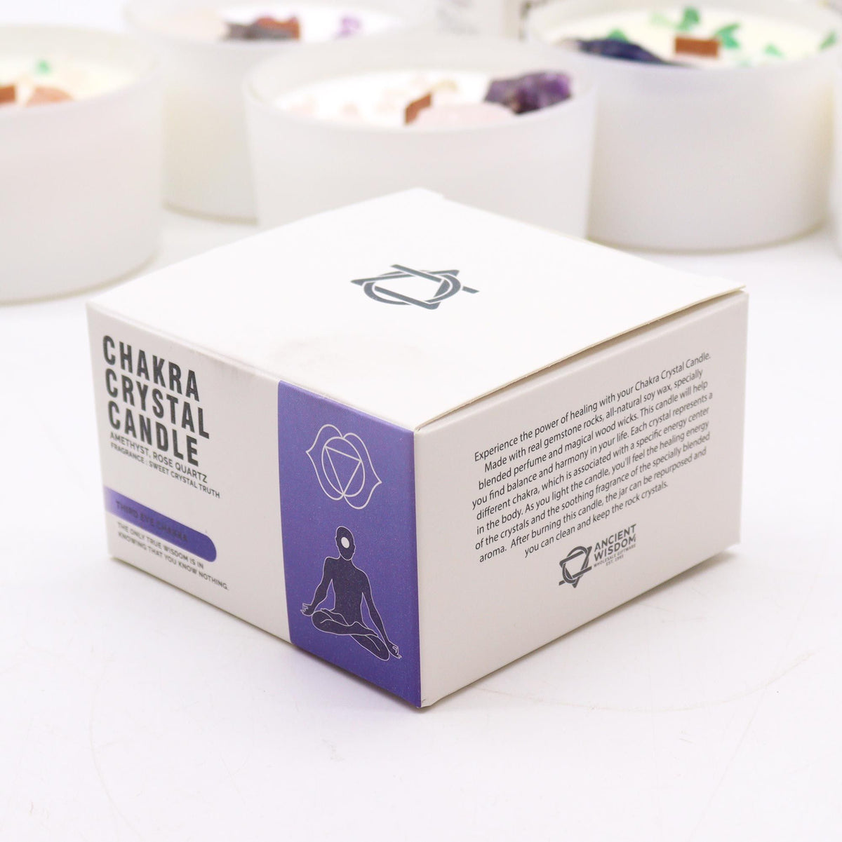 Velas de Cristal de Chakra  - Chakra del tercer ojo - Velas de Cristal de Chakras