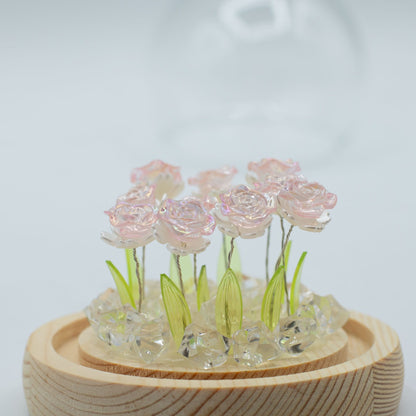 Domo de jardín Floral Glow - 10 rosas rosadas - LED USB