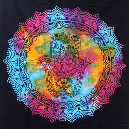 Colcha de Algodón Hamsa Negro · Individual